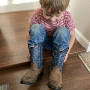 Cody James Brown Leather & Blue Stitch Cowboy Boots Sz 6